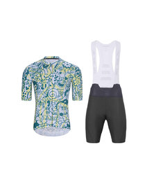 HOLOKOLO Cycling short sleeve jersey and shorts - COMIC - anthracite/light blue